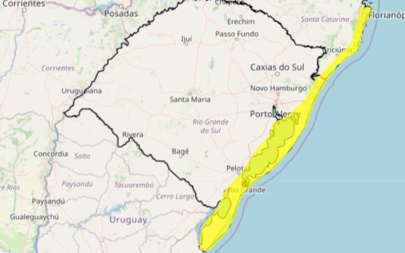 Alerta de ventos costeiros emitido pelo INMET abrange litoral e região metropolitana do RS