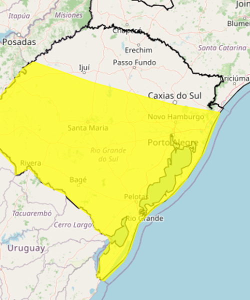 Domingo (16) promete tempestades em RS, com risco de granizo e ventos fortes de até 80 km/h