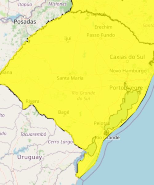Rio Grande do Sul enfrenta possibilidade de tempestades intensas, granizo e ventos superiores a 100 km/h nesta segunda-feira
