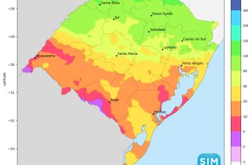 Rio Grande do Sul sob alerta: chuvas podem acumular até 200 mm até terça-feira