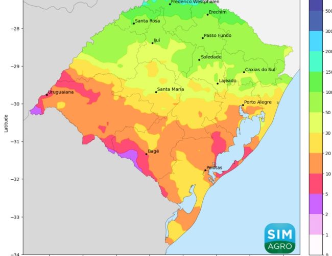 Rio Grande do Sul sob alerta: chuvas podem acumular até 200 mm até terça-feira